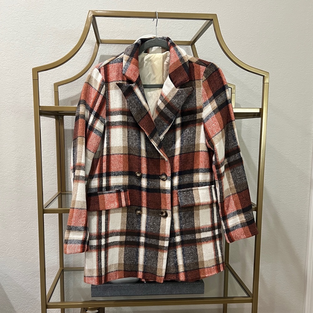 Plaid Double Breasted Coat